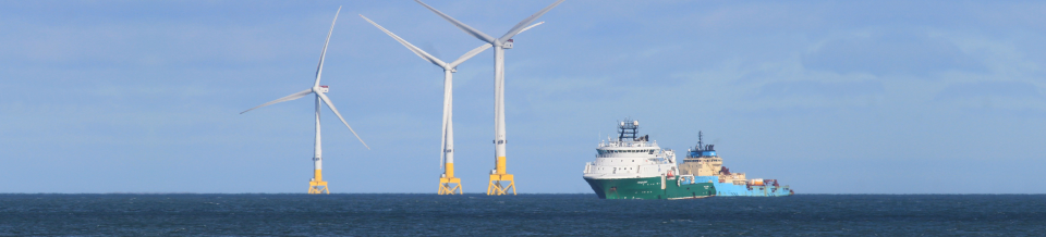 wind farm and boat