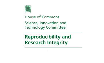 Title of a report reading "House of Commons Science, Innovation and Technology Committee Reproducibility and Research Integrity"