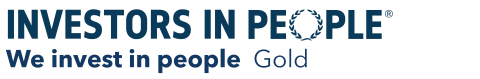 Investors in People logo with "We invest in people   Gold" underneath